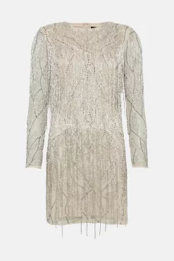 Promo ๐ Karen Millen Crystal Embellished Fringed Mini ๐ Dress - ivory ๐ 10 Promo ๐ Karen Millen Crystal Embellished Fringed Mini ๐ Dress - ivory ๐ -Karen Millen Outlet store bkk03549 blush xl 3