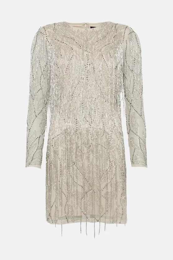 Promo ๐ Karen Millen Crystal Embellished Fringed Mini ๐ Dress - ivory ๐ 6 Promo ๐ Karen Millen Crystal Embellished Fringed Mini ๐ Dress - ivory ๐ - Image 4