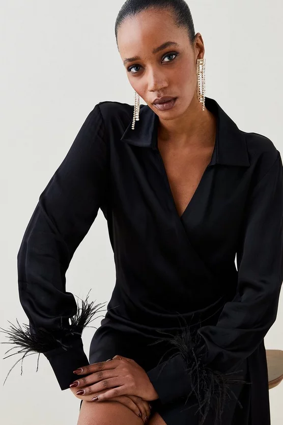 Best reviews of ✨ Karen Millen Satin Back Crepe Feather Cuff Mini 👗 Dress 🎁 4 Best reviews of ✨ Karen Millen Satin Back Crepe Feather Cuff Mini 👗 Dress 🎁 - Image 2