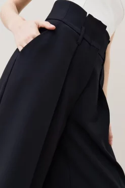 Budget 🤩 Karen Millen Compact Stretch High Waist Wide Leg Trouser 🔥 -Karen Millen Outlet store bkk03596 black xl 4
