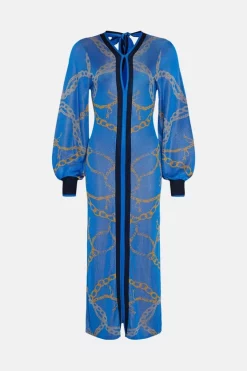 New 🥰 Karen Millen Slinky Knit Chain Jacquard Midaxi 👗 Dress - cobalt 😀 -Karen Millen Outlet store bkk03621 cobalt xl 3