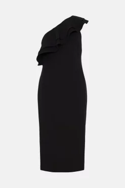 Promo 😉 Karen Millen Structured Crepe One Shoulder Midi 👗 Dress 🎉 -Karen Millen Outlet store bkk03627 black xl 3