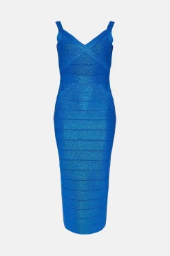 Cheap 🛒 Karen Millen Sparkle Bandage Knit Bodycon Midi 👗 Dress 🎁 -Karen Millen Outlet store bkk03656 cobalt xl 3