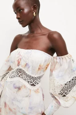 Deals ๐ Karen Millen Lydia Millen Guipure Lace Insert Bardot Mini - floral ๐ 11 Deals ๐ Karen Millen Lydia Millen Guipure Lace Insert Bardot Mini - floral ๐ -Karen Millen Outlet store bkk03736 floral xl 2