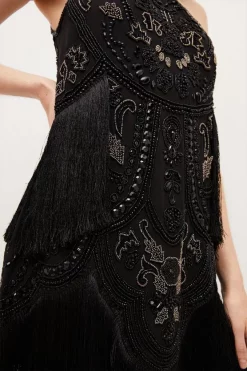 Cheap ๐ Karen Millen Fringed Beaded Halter Mini ๐ Dress - black ๐งจ 10 Cheap ๐ Karen Millen Fringed Beaded Halter Mini ๐ Dress - black ๐งจ -Karen Millen Outlet store bkk03756 black xl 2