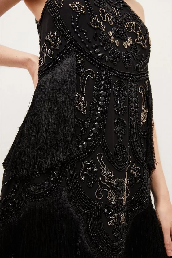 Cheap ๐ Karen Millen Fringed Beaded Halter Mini ๐ Dress - black ๐งจ 5 Cheap ๐ Karen Millen Fringed Beaded Halter Mini ๐ Dress - black ๐งจ - Image 3