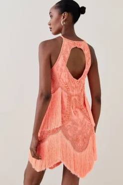 Buy ⭐ Karen Millen Fringed Beaded Halter Mini 👗 Dress 🥰 13 Buy ⭐ Karen Millen Fringed Beaded Halter Mini 👗 Dress 🥰 -Karen Millen Outlet store bkk03757 coral xl 4