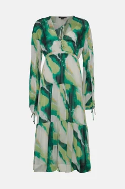Cheap ✨ Karen Millen Watercolour Crinkle Tiered Maxi 👗 Dress - green 🎉 -Karen Millen Outlet store bkk03950 green xl 3
