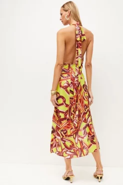 Coupon 🛒 Karen Millen Chain Fluid Crepe Wrap Woven Maxi 👗 Dress 🧨 -Karen Millen Outlet store bkk03977 lime xl 4