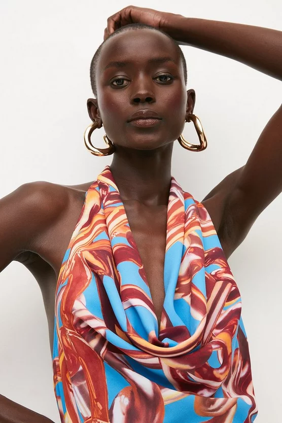 Budget ๐ฏ Karen Millen Chain Fluid Crepe Cowl Halter Woven Top ๐ 4 Budget ๐ฏ Karen Millen Chain Fluid Crepe Cowl Halter Woven Top ๐ - Image 2