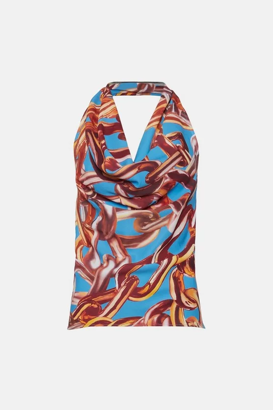 Budget ๐ฏ Karen Millen Chain Fluid Crepe Cowl Halter Woven Top ๐ 6 Budget ๐ฏ Karen Millen Chain Fluid Crepe Cowl Halter Woven Top ๐ - Image 4