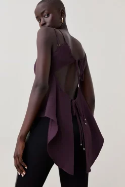 Outlet 🔥 Karen Millen Utility Viscose Twill Cut Out Drama Woven Cami 🎁