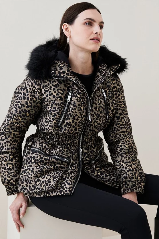 New ๐ Karen Millen Faux Fur Trim Animal Jacquard Puffer ๐งฅ Coat ๐ 3 New ๐ Karen Millen Faux Fur Trim Animal Jacquard Puffer ๐งฅ Coat ๐