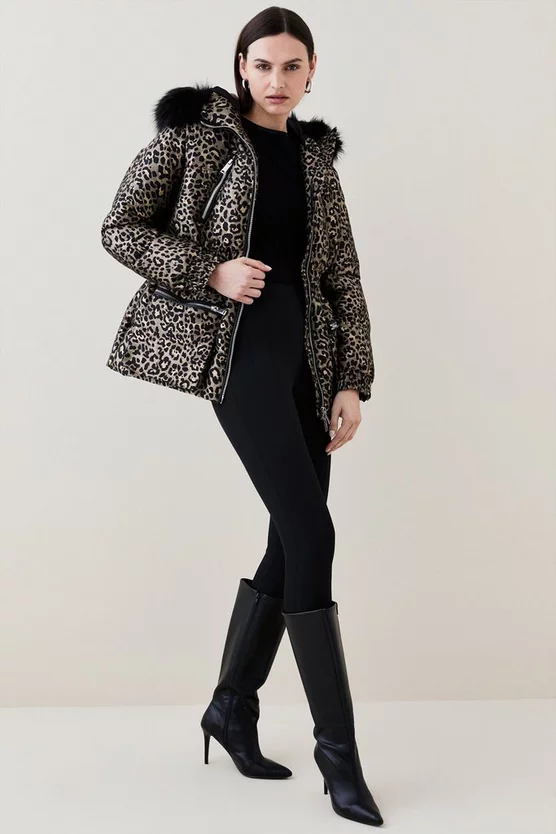 New ๐ Karen Millen Faux Fur Trim Animal Jacquard Puffer ๐งฅ Coat ๐ 7 New ๐ Karen Millen Faux Fur Trim Animal Jacquard Puffer ๐งฅ Coat ๐ - Image 5