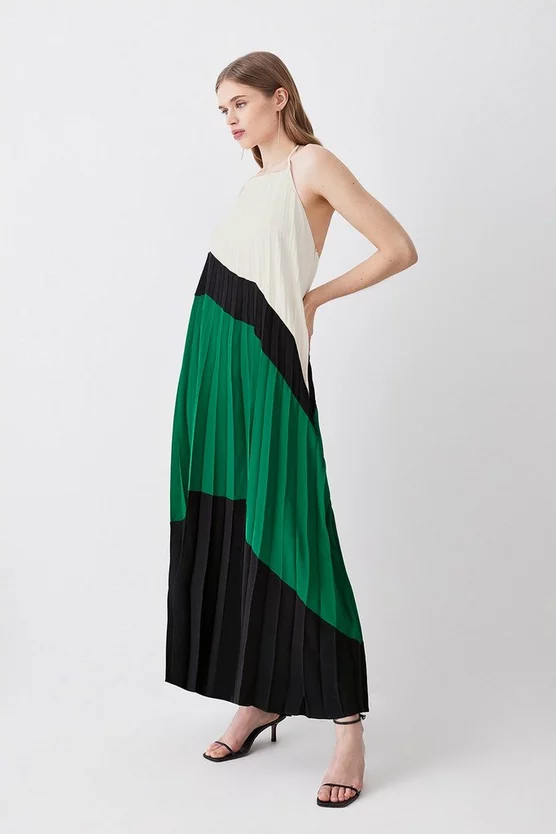 Discount 😀 Karen Millen Soft Tailored Pleated Halter Neck Maxi 👗 Dress 👏 3 Discount 😀 Karen Millen Soft Tailored Pleated Halter Neck Maxi 👗 Dress 👏