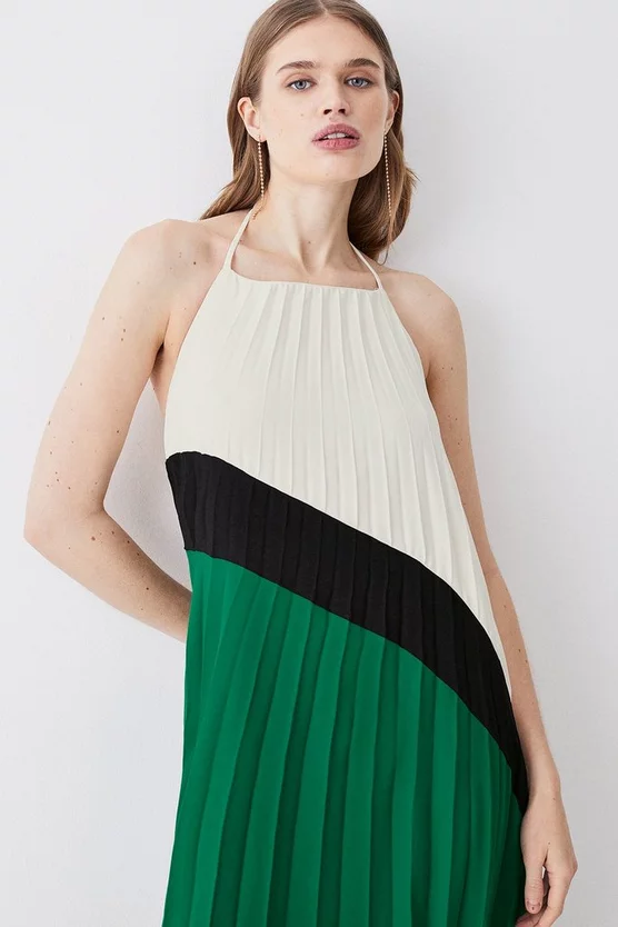 Discount 😀 Karen Millen Soft Tailored Pleated Halter Neck Maxi 👗 Dress 👏 4 Discount 😀 Karen Millen Soft Tailored Pleated Halter Neck Maxi 👗 Dress 👏 - Image 2
