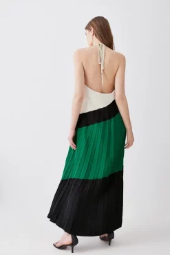 Discount 😀 Karen Millen Soft Tailored Pleated Halter Neck Maxi 👗 Dress 👏 12 Discount 😀 Karen Millen Soft Tailored Pleated Halter Neck Maxi 👗 Dress 👏 -Karen Millen Outlet store bkk04408 green xl 2