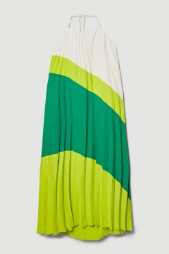 Flash Sale 😍 Karen Millen Petite Soft Pleated Halter Neck Maxi 👗 Dress - lime 🧨 -Karen Millen Outlet store bkk04409 lime xl 3