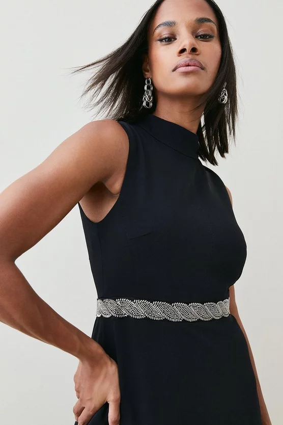 Cheapest ✨ Karen Millen Soft Tailored Embellished High Low Midi 👗 Dress 😉 4 Cheapest ✨ Karen Millen Soft Tailored Embellished High Low Midi 👗 Dress 😉 - Image 2