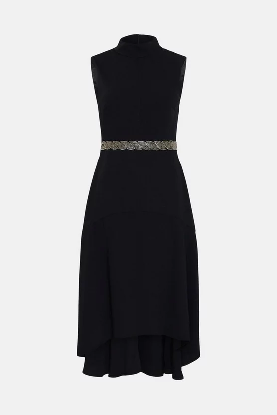 Cheapest ✨ Karen Millen Soft Tailored Embellished High Low Midi 👗 Dress 😉 6 Cheapest ✨ Karen Millen Soft Tailored Embellished High Low Midi 👗 Dress 😉 - Image 4