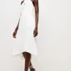 Budget ⌛ Karen Millen Soft Tailored Cross Over Neck High Low Midi 👗 Dress - ivory 👏 1 Budget ⌛ Karen Millen Soft Tailored Cross Over Neck High Low Midi 👗 Dress - ivory 👏 -Karen Millen Outlet store bkk04426 ivory xl