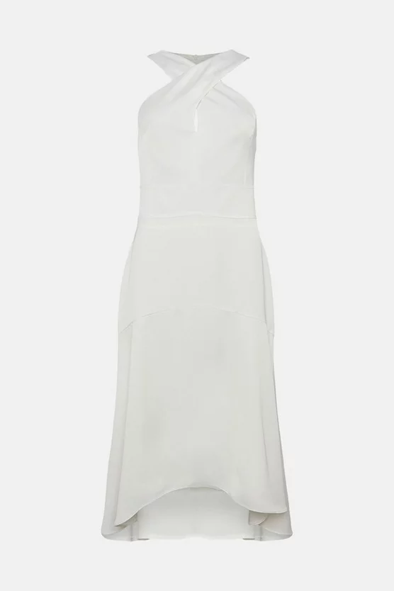 Budget โ Karen Millen Soft Tailored Cross Over Neck High Low Midi ๐ Dress - ivory ๐ 6 Budget โ Karen Millen Soft Tailored Cross Over Neck High Low Midi ๐ Dress - ivory ๐ - Image 4