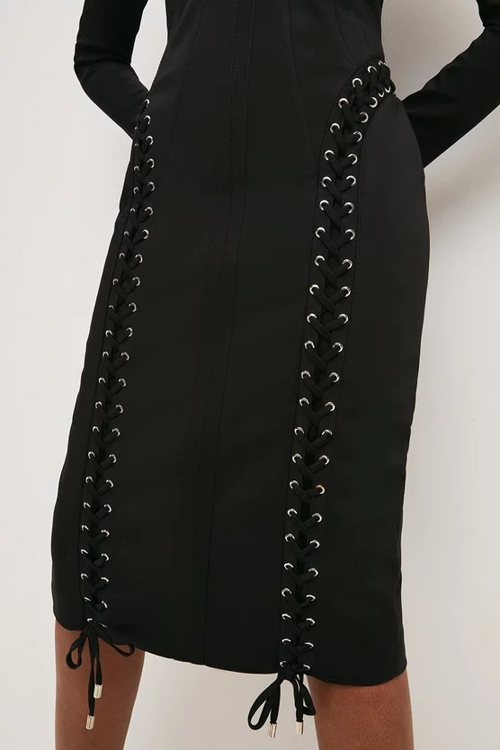 Cheap ⭐ Karen Millen Corset Sleeved Midi 👗 Dress - black ✨ 5 Cheap ⭐ Karen Millen Corset Sleeved Midi 👗 Dress - black ✨ - Image 3