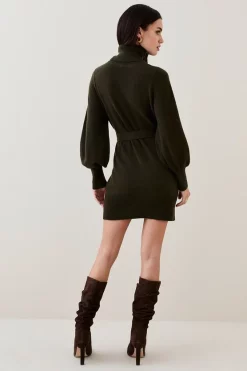 Deals 🎁 Karen Millen Lydia Millen Cashmere Belted Knit Mini 👗 Dress - forest 🥰 -Karen Millen Outlet store bkk04441 forest xl 5