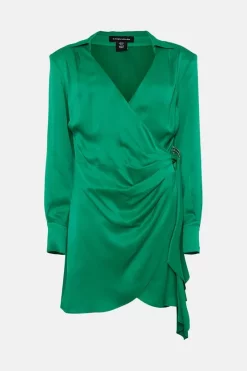 Cheapest 💯 Karen Millen Viscose Satin Back Crepe Drape Mini 👗 Dress 👍 12 Cheapest 💯 Karen Millen Viscose Satin Back Crepe Drape Mini 👗 Dress 👍 -Karen Millen Outlet store bkk04465 bright20green xl 3