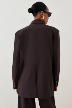 Cheap 🎉 Karen Millen Wool Blend Asymetric Wrap Tailored Jacket 🧨 -Karen Millen Outlet store bkk04483 chocolate xl 2