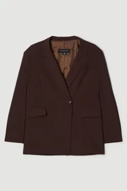 Cheap 🎉 Karen Millen Wool Blend Asymetric Wrap Tailored Jacket 🧨 -Karen Millen Outlet store bkk04483 chocolate xl 3