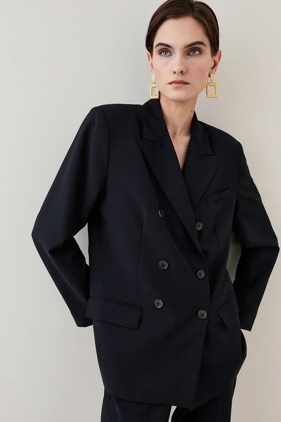 Budget ❤️ Karen Millen Wool Blend Double Breasted Tailored Jacket 😀 4 Budget ❤️ Karen Millen Wool Blend Double Breasted Tailored Jacket 😀 - Image 2