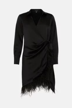 Best deal ๐ Karen Millen Satin Back Crepe Feather Hem ๐ Shirt Mini ๐ Dress ๐ 13 Best deal ๐ Karen Millen Satin Back Crepe Feather Hem ๐ Shirt Mini ๐ Dress ๐ -Karen Millen Outlet store bkk04499 black xl 3