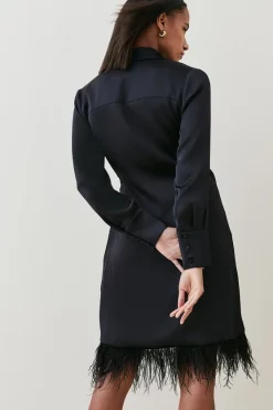 Best deal ๐ Karen Millen Satin Back Crepe Feather Hem ๐ Shirt Mini ๐ Dress ๐ 14 Best deal ๐ Karen Millen Satin Back Crepe Feather Hem ๐ Shirt Mini ๐ Dress ๐ -Karen Millen Outlet store bkk04499 black xl 4