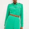 Best deal 👏 Karen Millen Crepe Belted 👕 Shirt Mini 👗 Dress 👍 2 Best deal 👏 Karen Millen Crepe Belted 👕 Shirt Mini 👗 Dress 👍 -Karen Millen Outlet store bkk04506 green xl