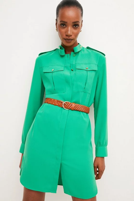 Best deal ๐ Karen Millen Crepe Belted ๐ Shirt Mini ๐ Dress ๐ 3 Best deal ๐ Karen Millen Crepe Belted ๐ Shirt Mini ๐ Dress ๐