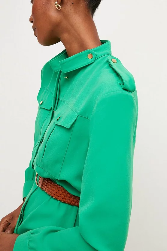 Best deal ๐ Karen Millen Crepe Belted ๐ Shirt Mini ๐ Dress ๐ 4 Best deal ๐ Karen Millen Crepe Belted ๐ Shirt Mini ๐ Dress ๐ - Image 2