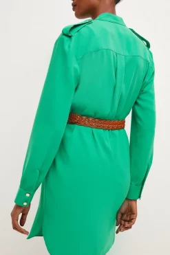Best deal ๐ Karen Millen Crepe Belted ๐ Shirt Mini ๐ Dress ๐ 10 Best deal ๐ Karen Millen Crepe Belted ๐ Shirt Mini ๐ Dress ๐ -Karen Millen Outlet store bkk04506 green xl 2