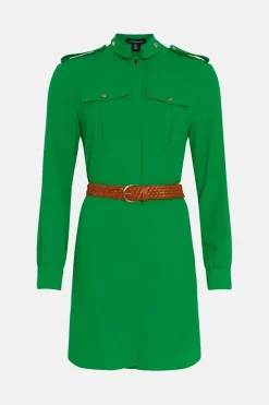 Best deal ๐ Karen Millen Crepe Belted ๐ Shirt Mini ๐ Dress ๐ 11 Best deal ๐ Karen Millen Crepe Belted ๐ Shirt Mini ๐ Dress ๐ -Karen Millen Outlet store bkk04506 green xl 3