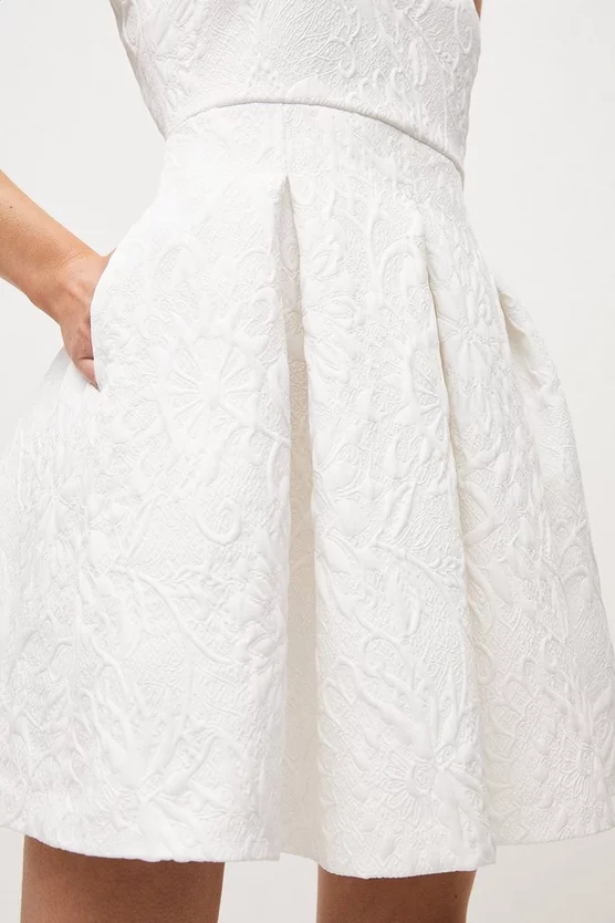 Buy ๐ Karen Millen Jacquard Cross Front Mini ๐ Dress - ivory ๐คฉ 5 Buy ๐ Karen Millen Jacquard Cross Front Mini ๐ Dress - ivory ๐คฉ - Image 3