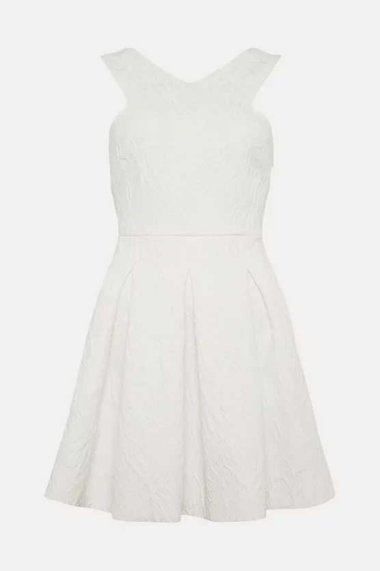 Buy ๐ Karen Millen Jacquard Cross Front Mini ๐ Dress - ivory ๐คฉ 6 Buy ๐ Karen Millen Jacquard Cross Front Mini ๐ Dress - ivory ๐คฉ - Image 4