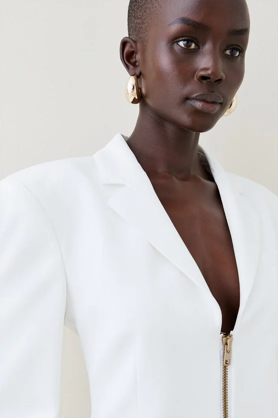 Coupon ๐ฅ Karen Millen Strong Shoulder Zip Front Mini ๐ Dress - ivory ๐ 4 Coupon ๐ฅ Karen Millen Strong Shoulder Zip Front Mini ๐ Dress - ivory ๐ - Image 2