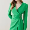 Best reviews of 😍 Karen Millen Strong Shoulder Wrap Mini 👗 Dress ⌛ -Karen Millen Outlet store bkk04657 green xl