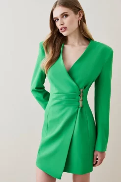 Best reviews of 😍 Karen Millen Strong Shoulder Wrap Mini 👗 Dress ⌛