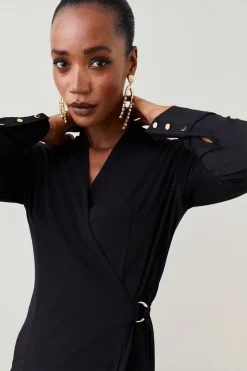 Promo ๐ Karen Millen Slinky Buckle Detail Wrap Jersey Mini ๐ Dress ๐ 10 Promo ๐ Karen Millen Slinky Buckle Detail Wrap Jersey Mini ๐ Dress ๐ -Karen Millen Outlet store bkk04728 black xl 2