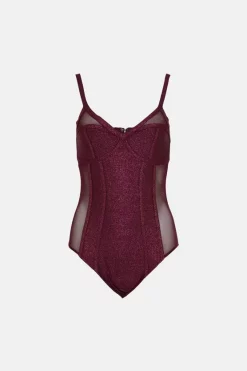 Top 10 🤩 Karen Millen Metallic Bandage Knit And Mesh Corset Body - burgundy ❤️ 11 Top 10 🤩 Karen Millen Metallic Bandage Knit And Mesh Corset Body - burgundy ❤️ -Karen Millen Outlet store bkk04776 burgundy xl 3