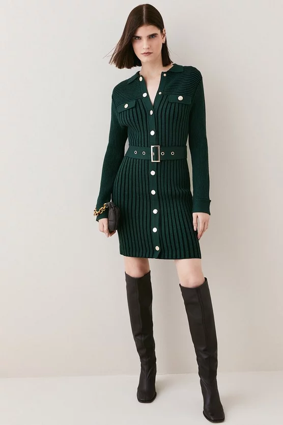 Best deal 🤩 Karen Millen Belted Utility Rib Knitted Mini 👗 Dress ⭐ 5 Best deal 🤩 Karen Millen Belted Utility Rib Knitted Mini 👗 Dress ⭐ - Image 3