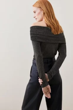 Cheapest 🥰 Karen Millen Sparkle Slinky Knit Drape Bardot Top - gold 🛒 9 Cheapest 🥰 Karen Millen Sparkle Slinky Knit Drape Bardot Top - gold 🛒 -Karen Millen Outlet store bkk04971 gold xl 2