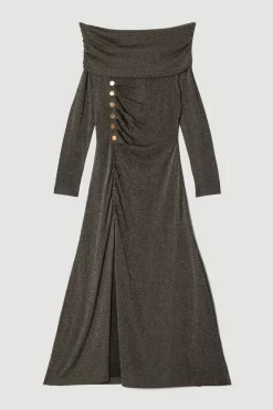 Best Sale 🌟 Karen Millen Sparkle Slinky Knit Drape Bardot Midaxi 👗 Dress - gold 🥰 10 Best Sale 🌟 Karen Millen Sparkle Slinky Knit Drape Bardot Midaxi 👗 Dress - gold 🥰 -Karen Millen Outlet store bkk04972 gold xl 3