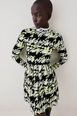 Brand new ๐ Karen Millen Woven Collar& Cuff Jacquard Knit Skater Mini ๐ Dress ๐